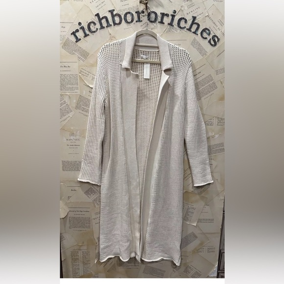 Anthropologie Pilcro Long Sleeve Open Stitch Duster Sweater Notch Collar Knit - Picture 4 of 5